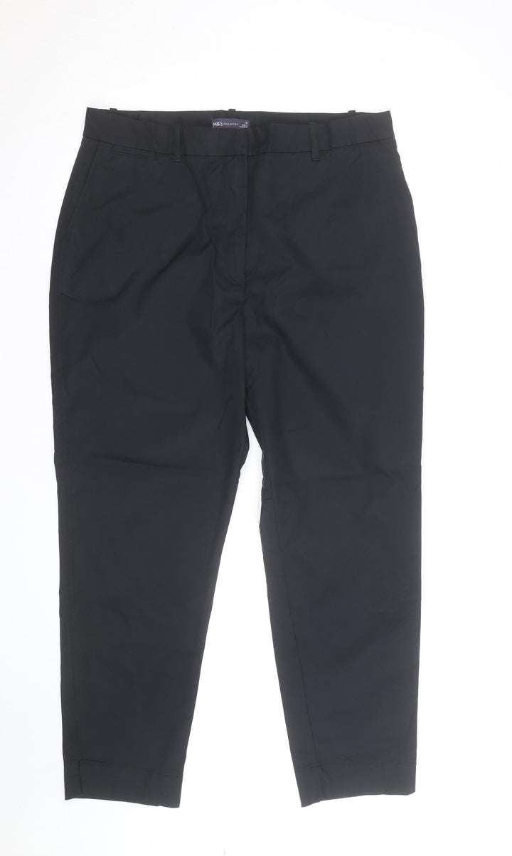 Marks and Spencer Women Black Chino Trousers Size 14 Regular