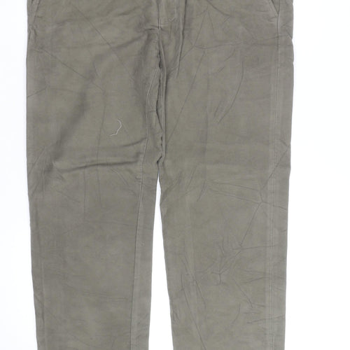 Marks and Spencer Mens Green Linen Chino Trousers 36W 31L Regular Fit