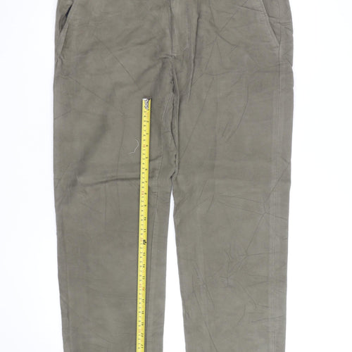 Marks and Spencer Mens Green Linen Chino Trousers 36W 31L Regular Fit