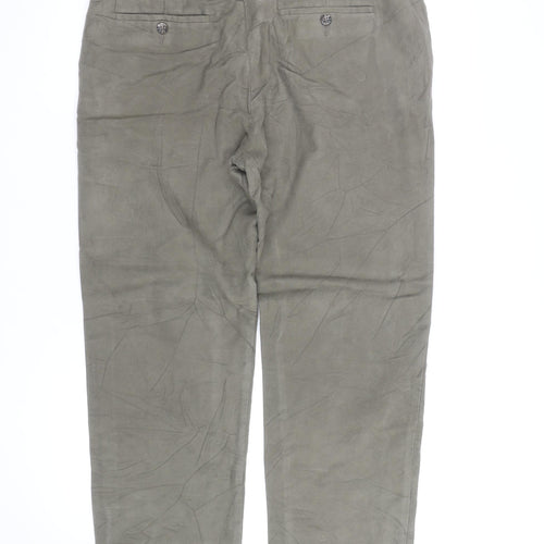 Marks and Spencer Mens Green Linen Chino Trousers 36W 31L Regular Fit