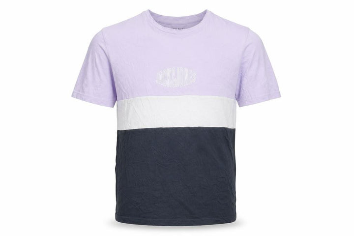 Jack & Jones Men's Lilac Colourblock Crew Neck Cotton T-Shirt M