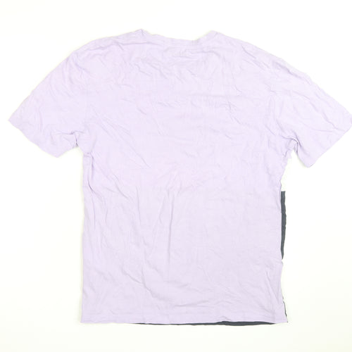 Jack & Jones Men's Lilac Colourblock Crew Neck Cotton T-Shirt M