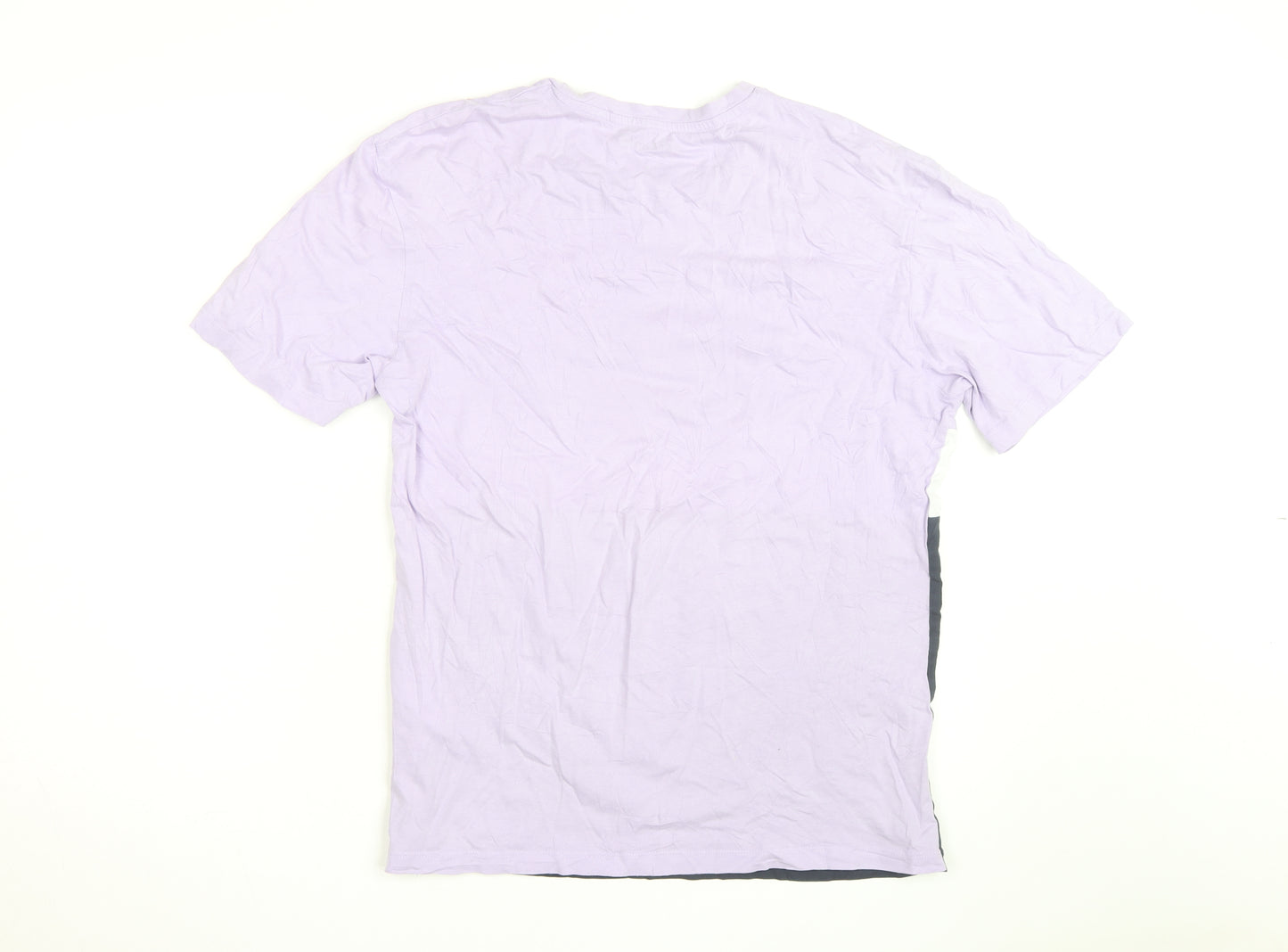 Jack & Jones Men's Lilac Colourblock Crew Neck Cotton T-Shirt M