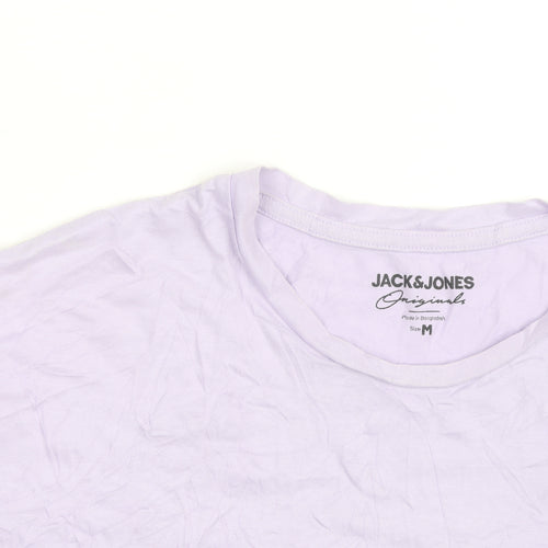 Jack & Jones Men's Lilac Colourblock Crew Neck Cotton T-Shirt M