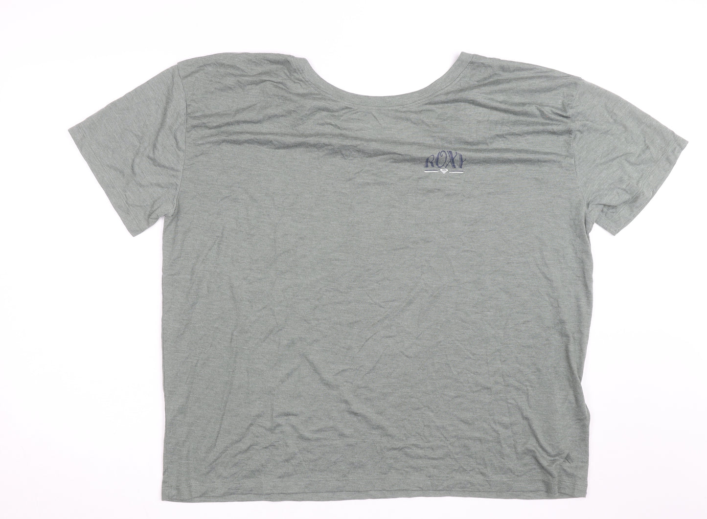 Roxy Womens Green V-Neck Short Sleeve Basic T-Shirt M
