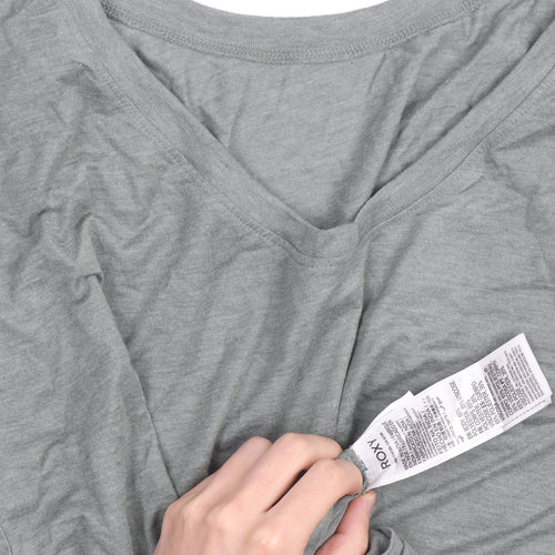 Roxy Womens Green V-Neck Short Sleeve Basic T-Shirt M