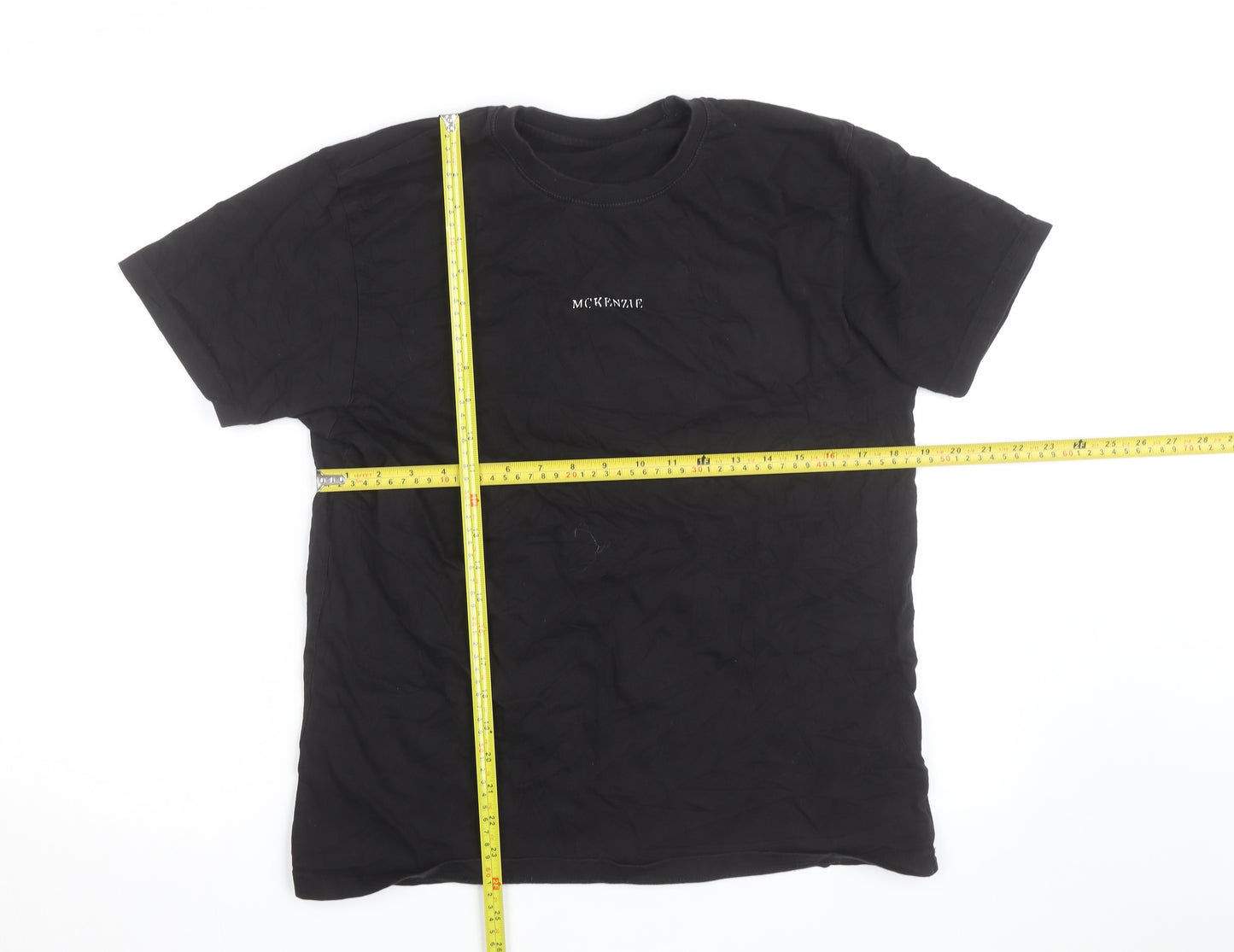 McKenzie Men's Black Cotton Crew Neck Short Sleeve T-Shirt Size S