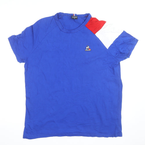 Le Coq Sportif Men's Blue Colourblock Crew Neck T-Shirt XL