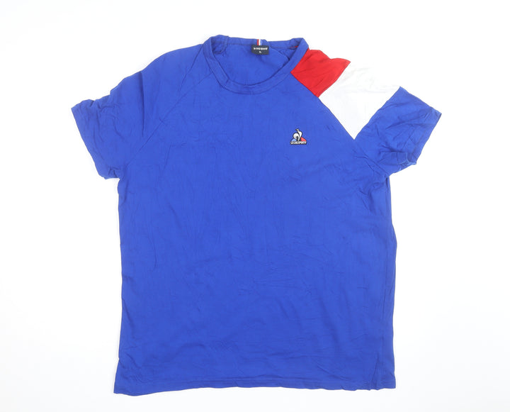 Le Coq Sportif Men's Blue Colourblock Crew Neck T-Shirt XL