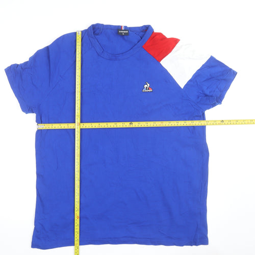 Le Coq Sportif Men's Blue Colourblock Crew Neck T-Shirt XL