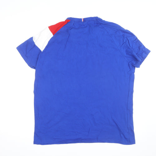 Le Coq Sportif Men's Blue Colourblock Crew Neck T-Shirt XL
