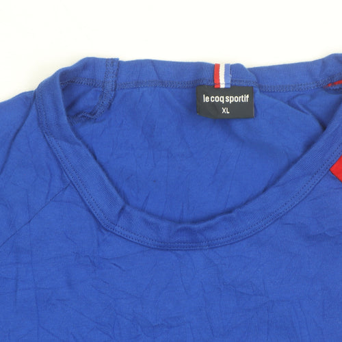 Le Coq Sportif Men's Blue Colourblock Crew Neck T-Shirt XL