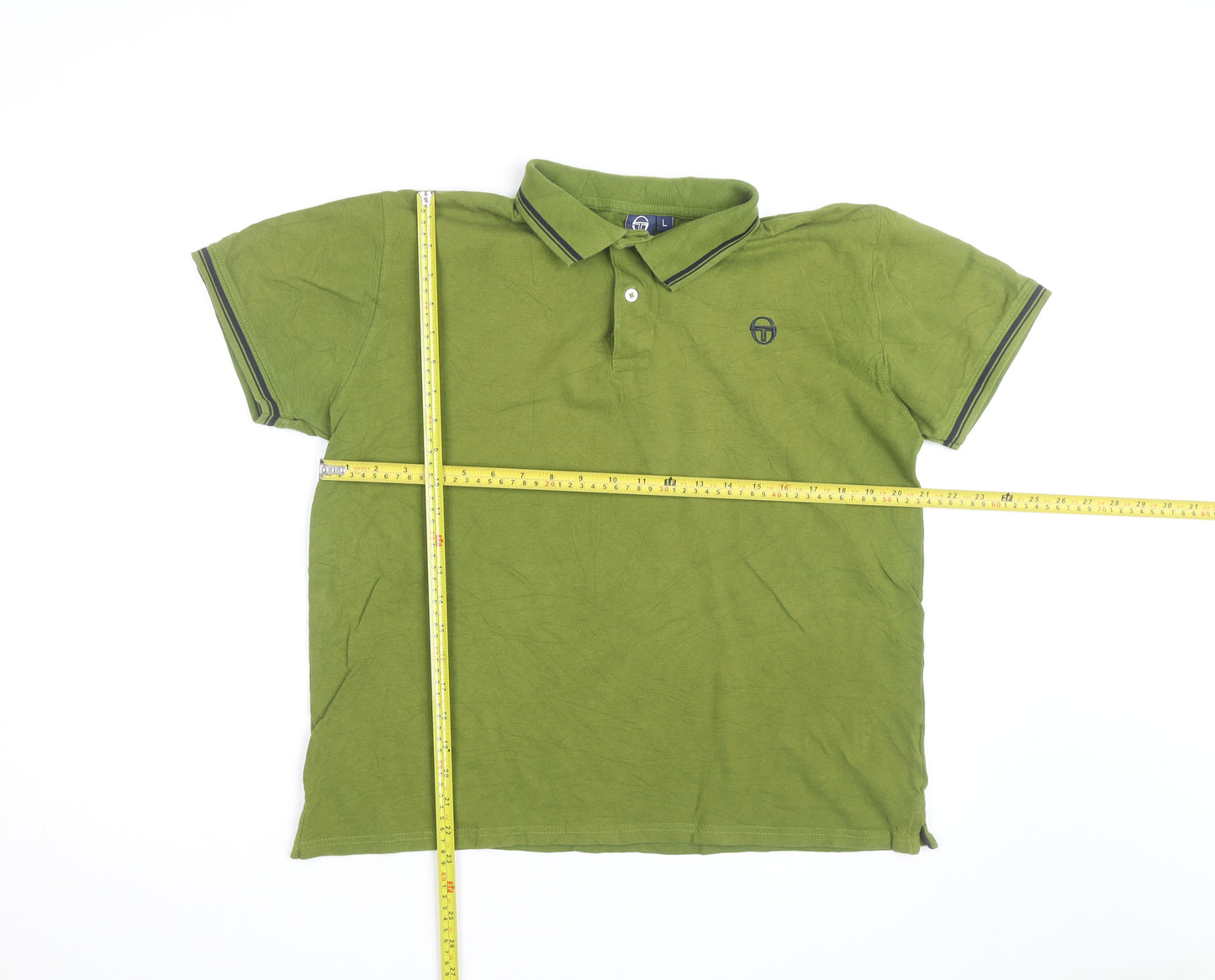 Sergio Tacchini Men's Green Cotton Polo Shirt Size L Classic Fit