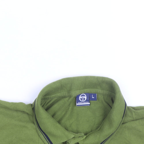 Sergio Tacchini Men's Green Cotton Polo Shirt Size L Classic Fit