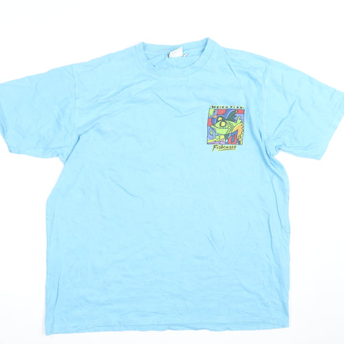 Weird Fish Men's Blue Fishcasso Graphic Cotton T-Shirt Size L