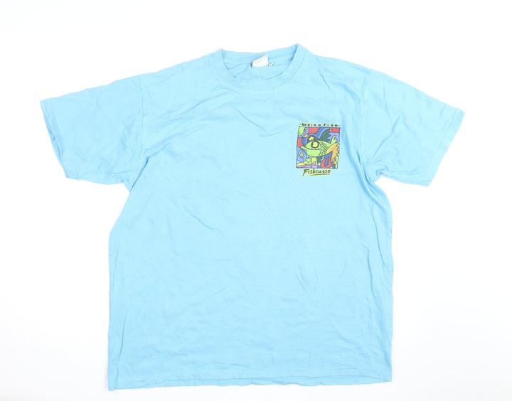 Weird Fish Men's Blue Fishcasso Graphic Cotton T-Shirt Size L