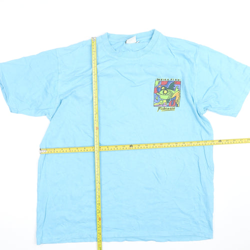 Weird Fish Men's Blue Fishcasso Graphic Cotton T-Shirt Size L