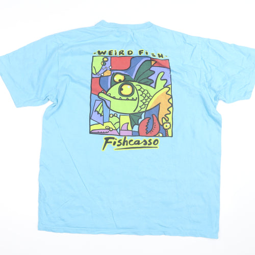 Weird Fish Men's Blue Fishcasso Graphic Cotton T-Shirt Size L