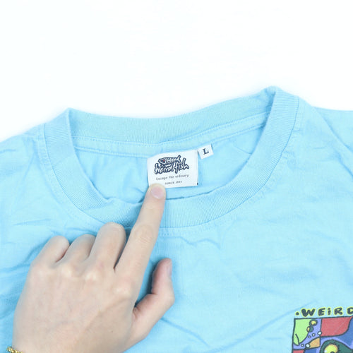 Weird Fish Men's Blue Fishcasso Graphic Cotton T-Shirt Size L