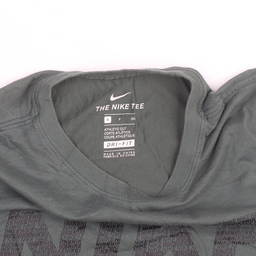 Nike Men's Green Dri-FIT Athletic Cut Short Sleeve Sports T-Shirt S