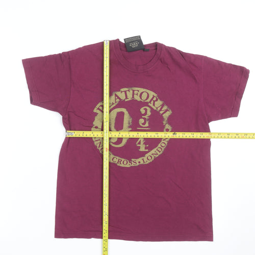 Harry Potter Boys Burgundy Platform 9¾ T-Shirt Medium Short Sleeve 100% Cotton