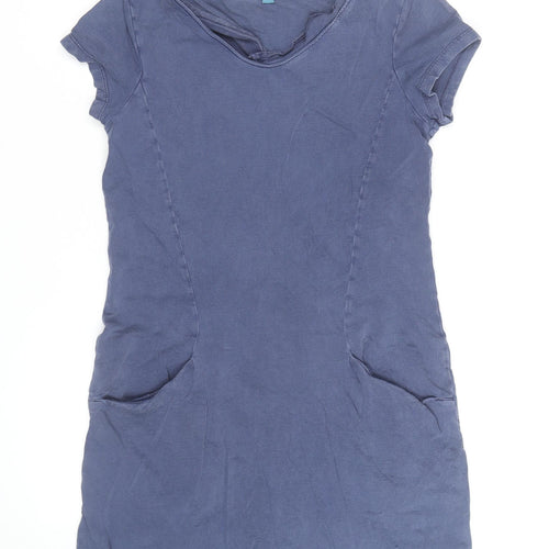 White Stuff Women's Blue Cotton Tunic T-Shirt Dress Size 10