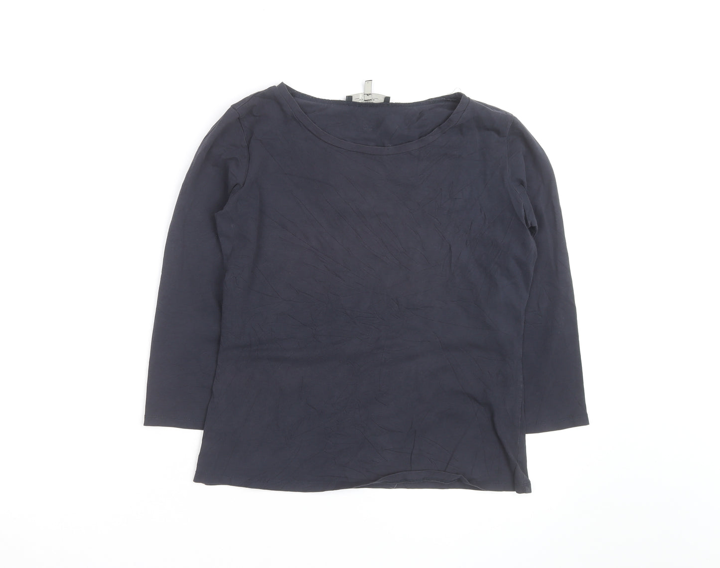 Max Mara Weekend Women's Blue L Basic 3/4 Sleeve Cotton T-Shirt