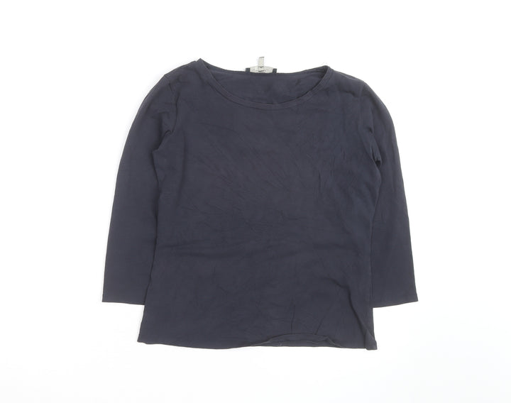 Max Mara Weekend Women's Blue L Basic 3/4 Sleeve Cotton T-Shirt