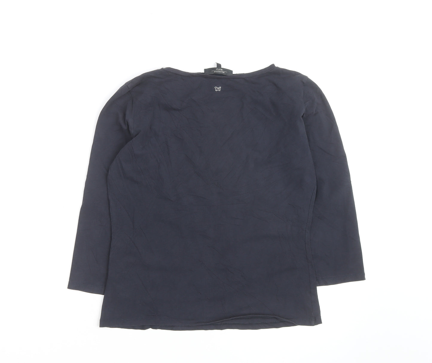 Max Mara Weekend Women's Blue L Basic 3/4 Sleeve Cotton T-Shirt