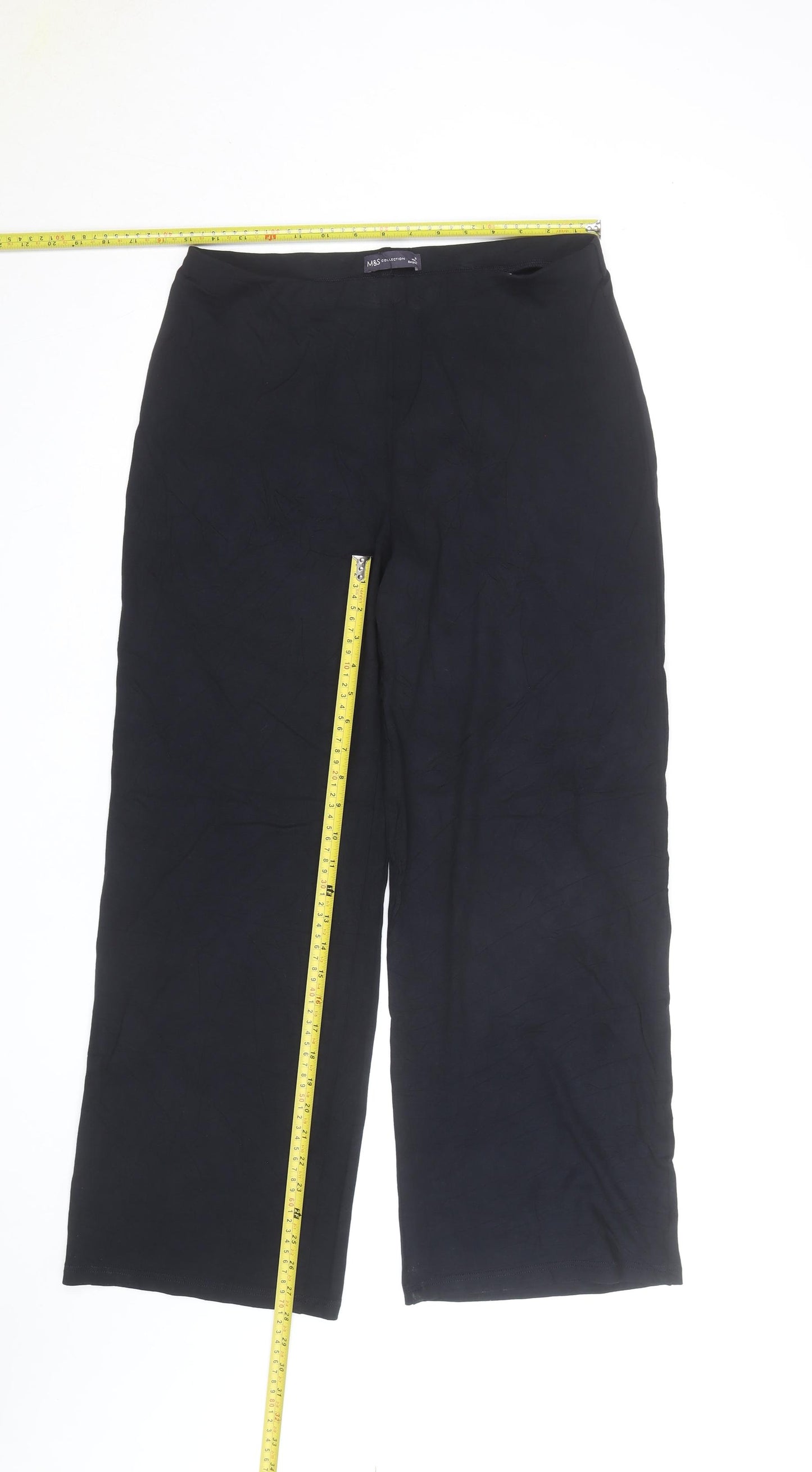 Marks and Spencer Women’s Black Jersey Straight Leg Trousers Size 14
