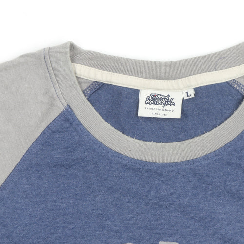Weird Fish Men's Blue Grey Short Sleeve Crew Neck T-Shirt Size L