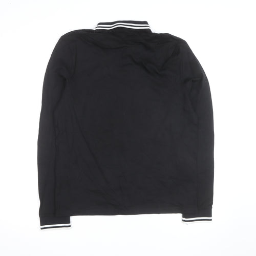 ASOS Design Men's Black Long Sleeve Polo Shirt Size L Cotton Classic Fit