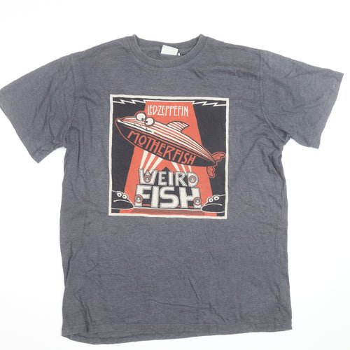 Weird Fish Men's Grey Led Zeppfish Band Graphic T-Shirt Size L