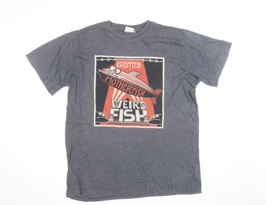 Weird Fish Men's Grey Led Zeppfish Band Graphic T-Shirt Size L
