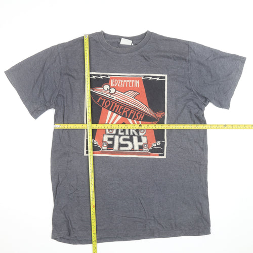 Weird Fish Men's Grey Led Zeppfish Band Graphic T-Shirt Size L