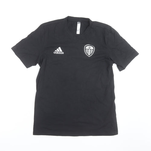 Adidas Mens Black Leeds United V-Neck Short Sleeve T-Shirt Size S