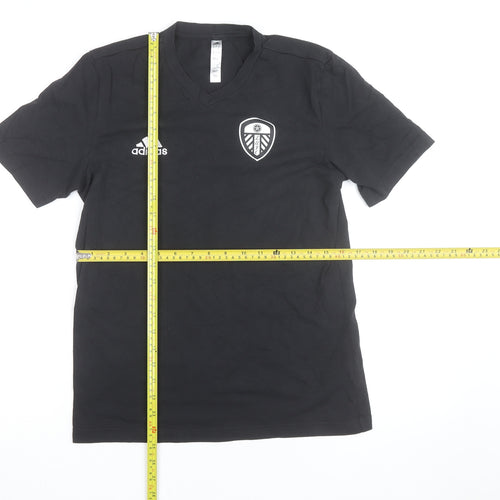 Adidas Mens Black Leeds United V-Neck Short Sleeve T-Shirt Size S