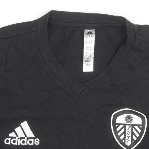 Adidas Mens Black Leeds United V-Neck Short Sleeve T-Shirt Size S