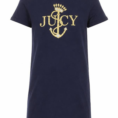 Juicy Couture Girls Blue T-Shirt Dress 10-11 Years Cotton Logo Glitter