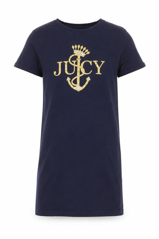 Juicy Couture Girls Blue T-Shirt Dress 10-11 Years Cotton Logo Glitter
