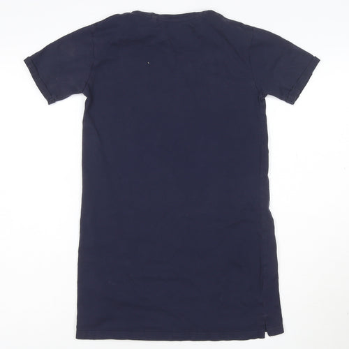 Juicy Couture Girls Blue T-Shirt Dress 10-11 Years Cotton Logo Glitter