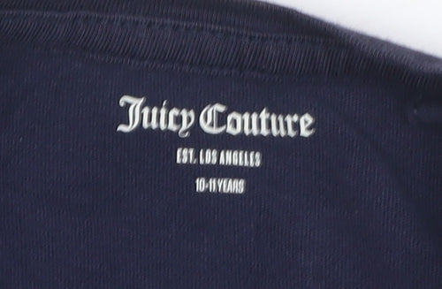 Juicy Couture Girls Blue T-Shirt Dress 10-11 Years Cotton Logo Glitter