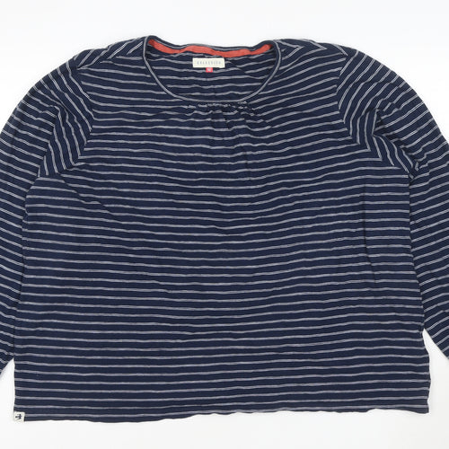 Brakeburn Womens Blue Striped Cotton Long Sleeve T-Shirt Size 16