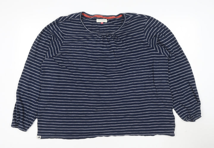 Brakeburn Womens Blue Striped Cotton Long Sleeve T-Shirt Size 16