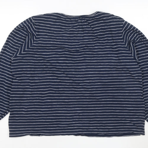 Brakeburn Womens Blue Striped Cotton Long Sleeve T-Shirt Size 16