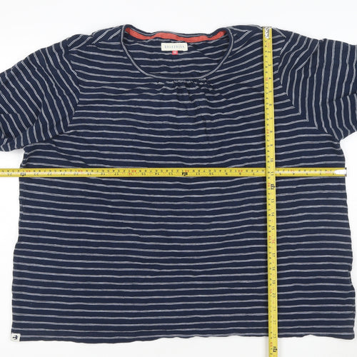 Brakeburn Womens Blue Striped Cotton Long Sleeve T-Shirt Size 16