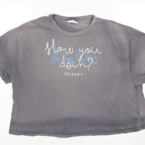 George Women’s Grey Friends Cropped T-Shirt Size 10 Short Sleeve