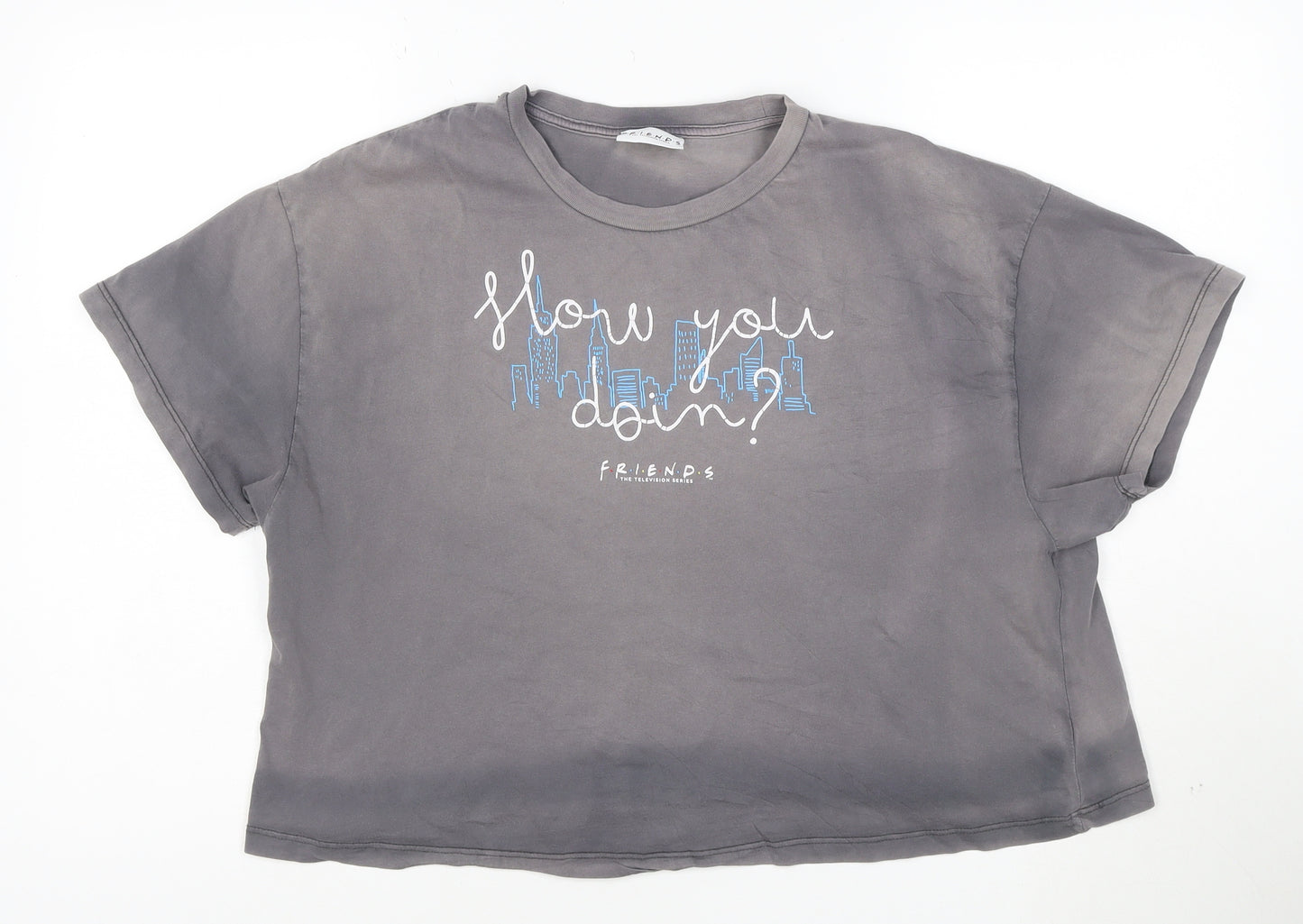 George Women’s Grey Friends Cropped T-Shirt Size 10 Short Sleeve