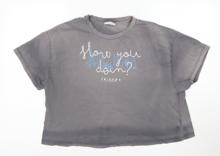 George Women’s Grey Friends Cropped T-Shirt Size 10 Short Sleeve
