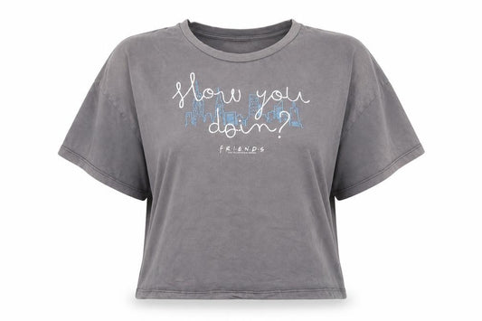 Front view of George Women’s Grey Friends Cropped T-Shirt, size UK 10, Short Sleeve